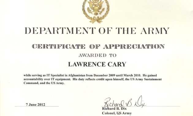 6+ Army Appreciation Certificate Templates - Pdf, Docx in Certificate Of Achievement Army Template