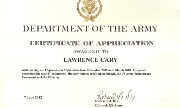 6+ Army Appreciation Certificate Templates - Pdf, Docx in Certificate Of Achievement Army Template