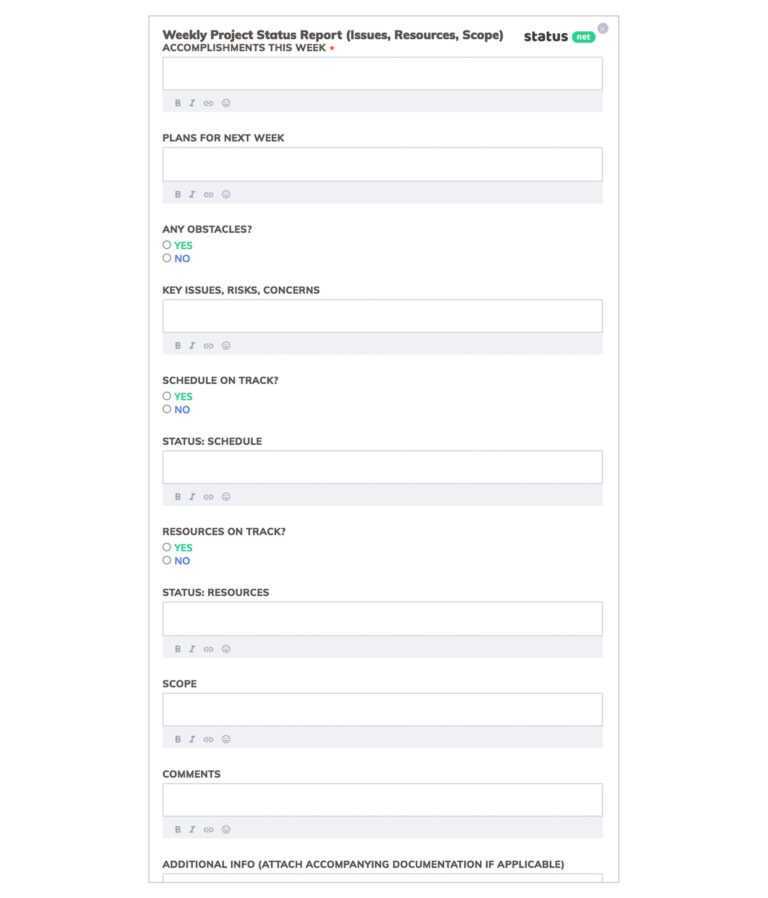 Software Development Status Report Template