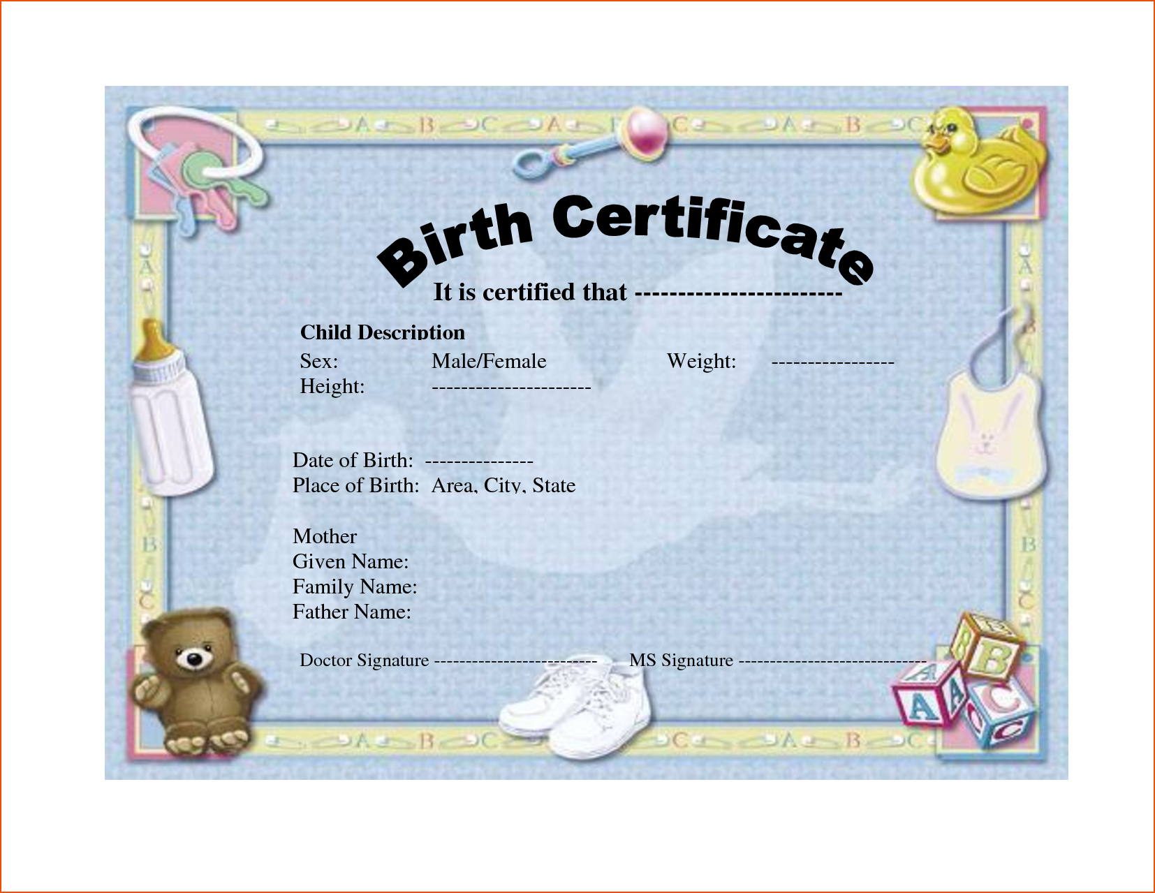6+ Birth Certificate Templates – Bookletemplate For Birth Certificate Templates For Word