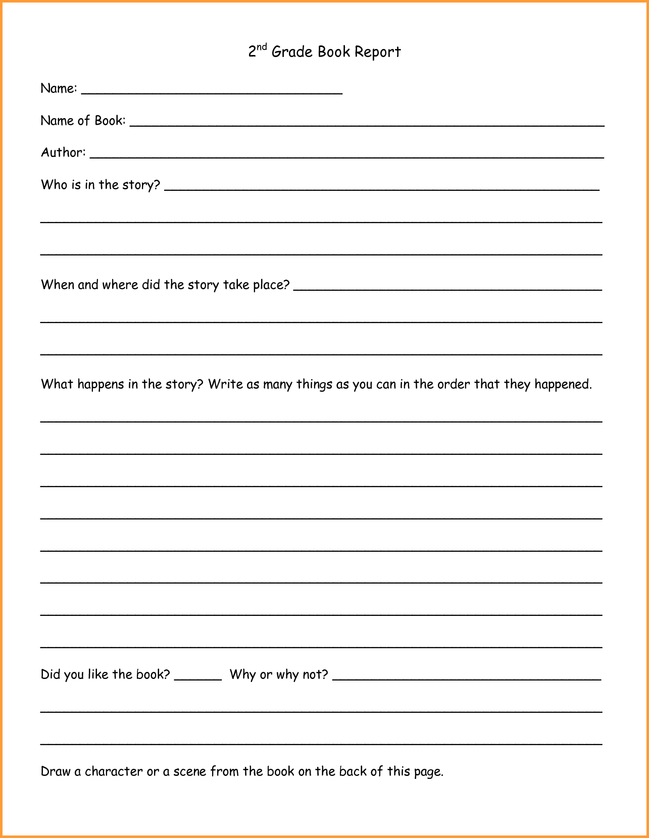 6+ Book Report Template 2Nd Grade | Types Of Letter Regarding Second Grade Book Report Template