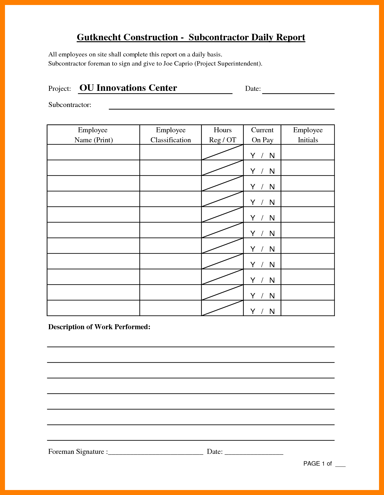 6+ Daily Report Format For Construction Project | Lobo For Daily Work Report Template
