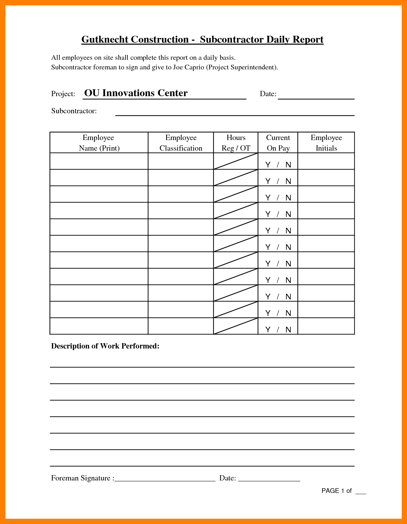 6+ Daily Report Format For Construction Project | Lobo With Regard To Superintendent Daily Report Template