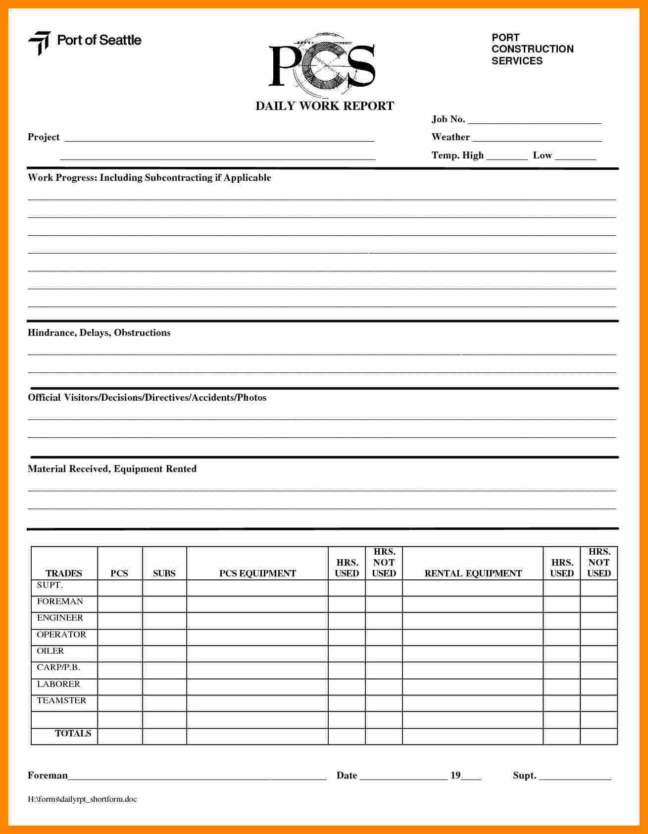 6+ Daily Report Template Word | Lobo Development Inside Employee Daily Report Template