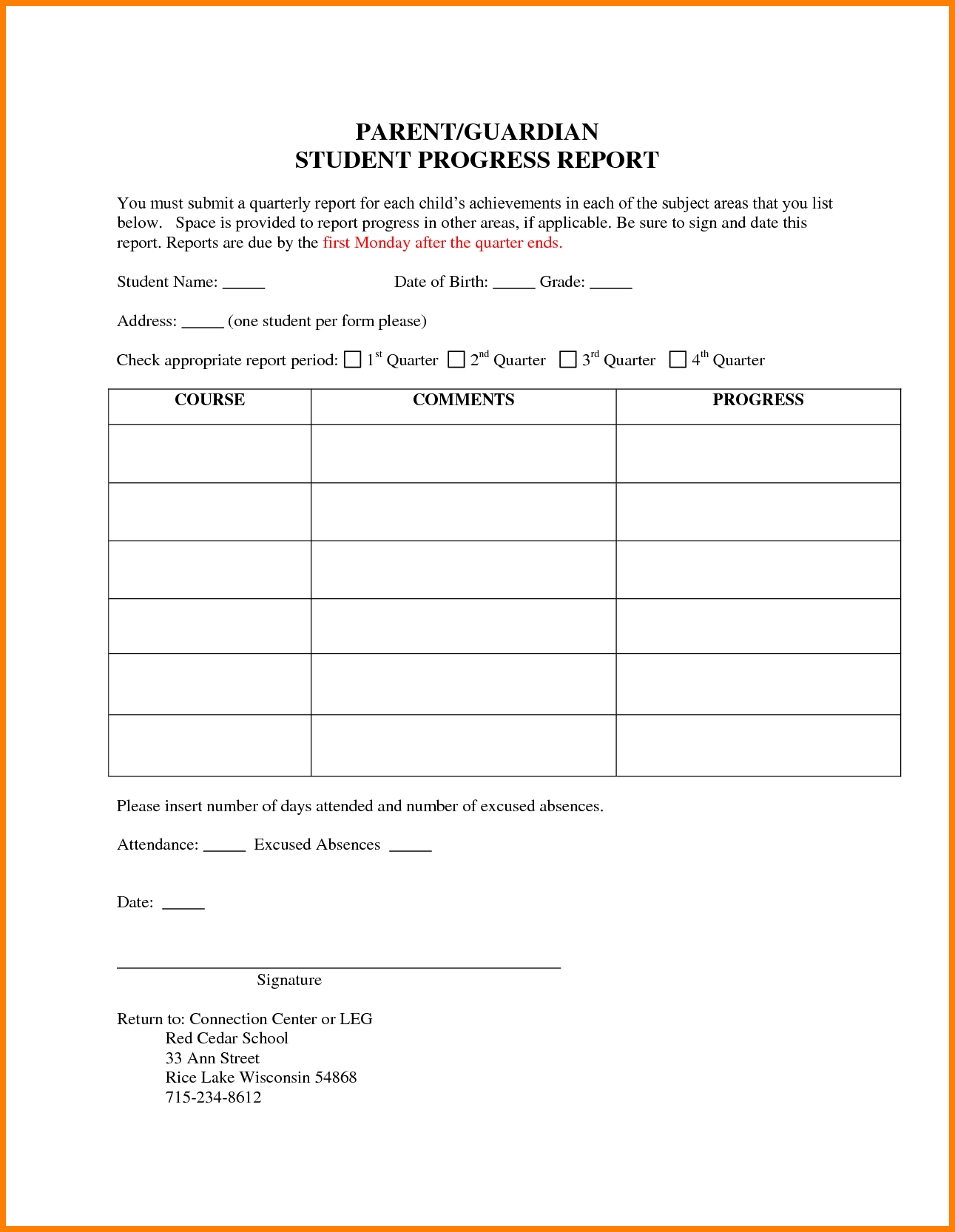 6+ Students Progress Report Template | Phoenix Officeaz In Educational Progress Report Template