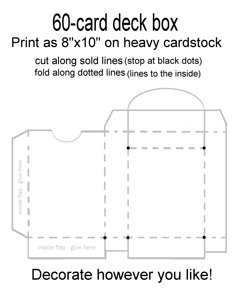 60 Card Deck Box Template For Magic, Pokemon, Yu Gi Oh, Etc Regarding Card Box Template Generator