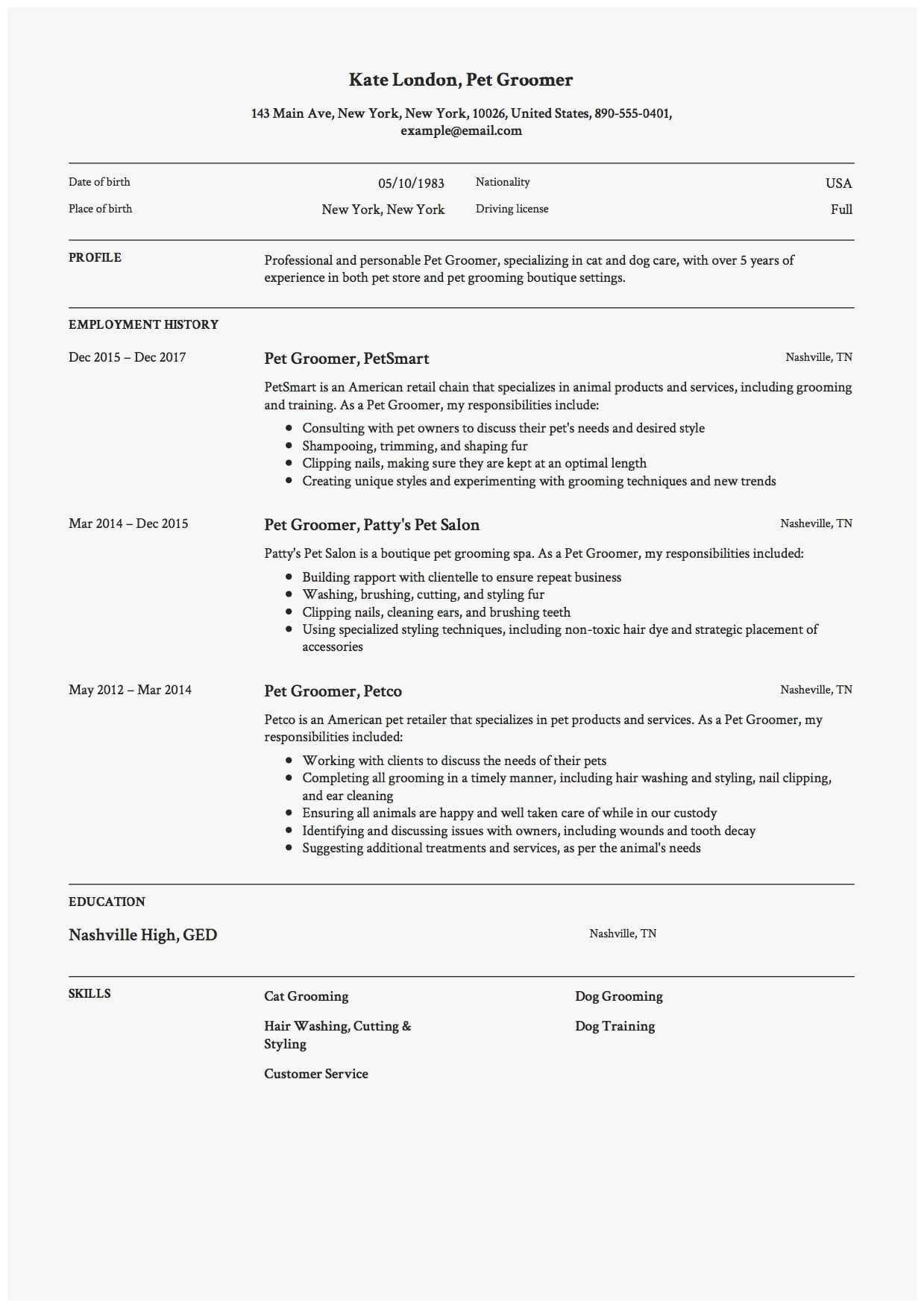 64 Marvelous Ideas Of Dog Groomer Resume | Best Of Resume In Dog Grooming Record Card Template