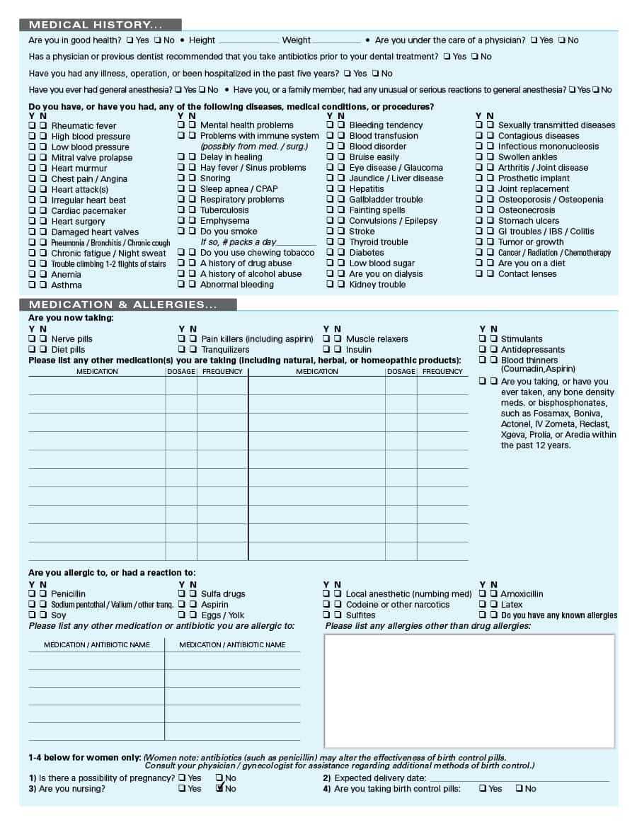 67 Medical History Forms [Word, Pdf] – Printable Templates Regarding Med Card Template