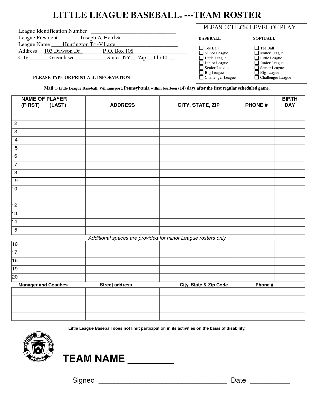 68508252 Baseball Roster Template Little League Baseball Regarding Baseball Lineup Card Template