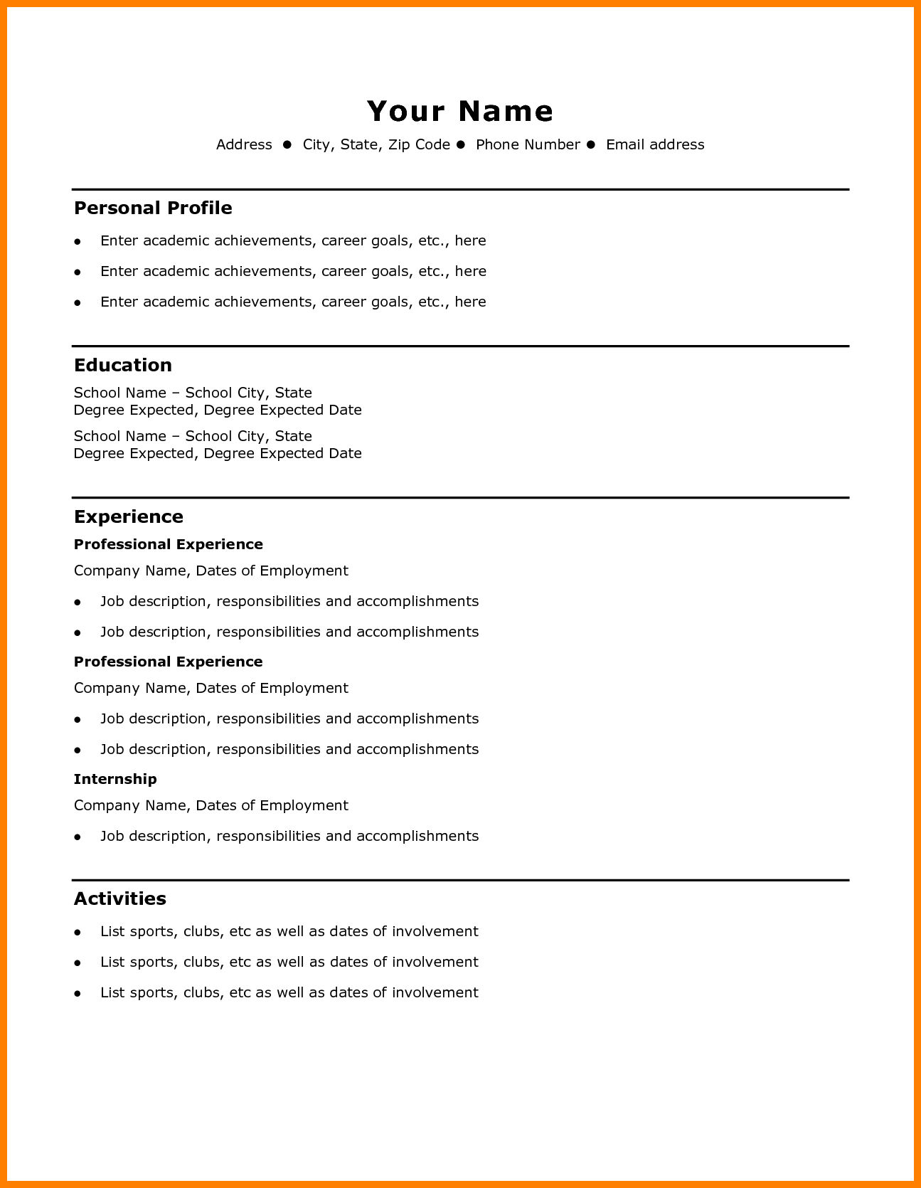 7+ Cv Template Basic | Theorynpractice Throughout Simple Resume Template Microsoft Word