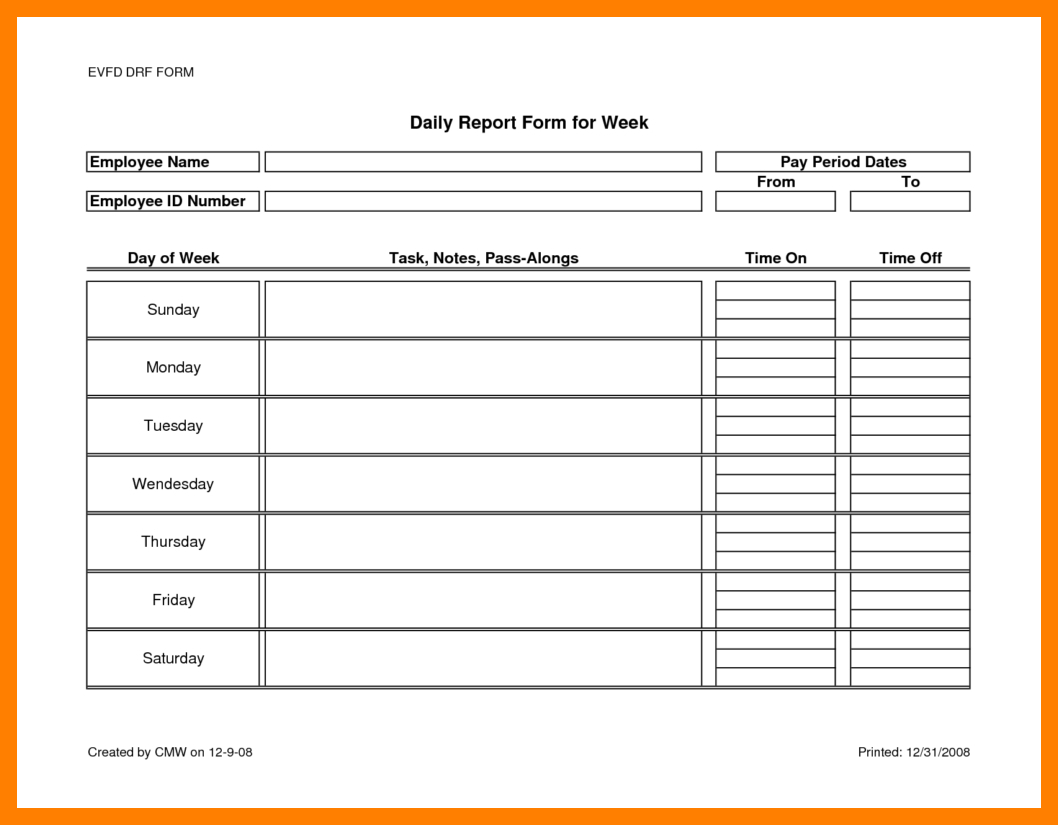 7+ Daily Activity Report Template Word | Lobo Development For Daily Activity Report Template
