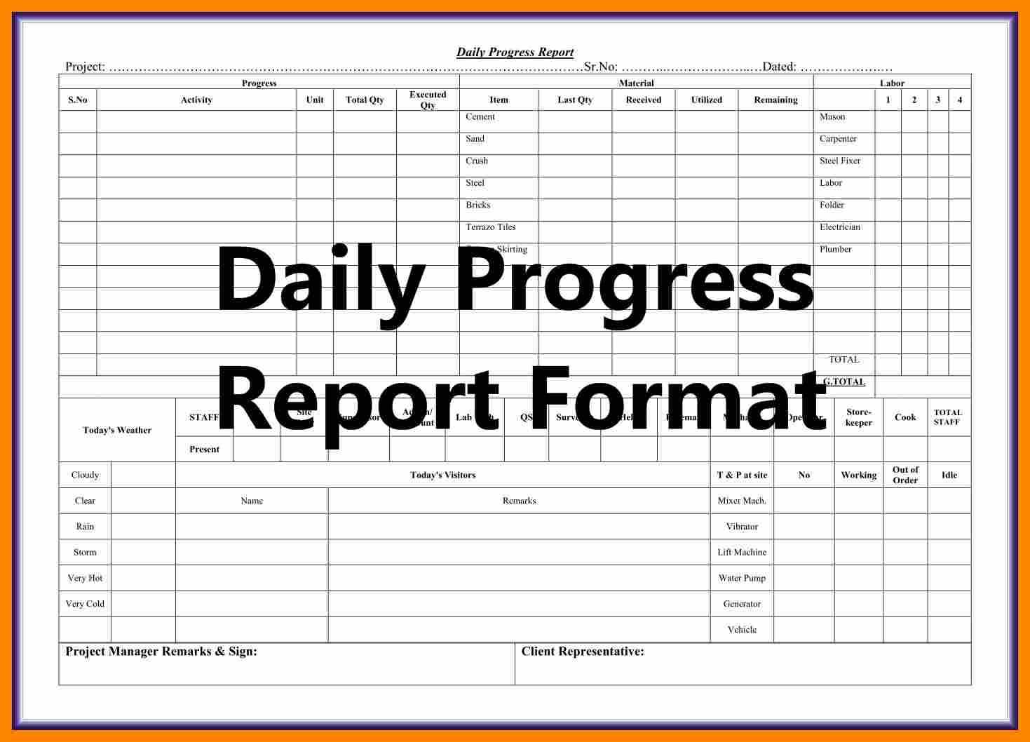 7+ Daily Progress Report Format Construction Project | Lobo Regarding Construction Daily Progress Report Template