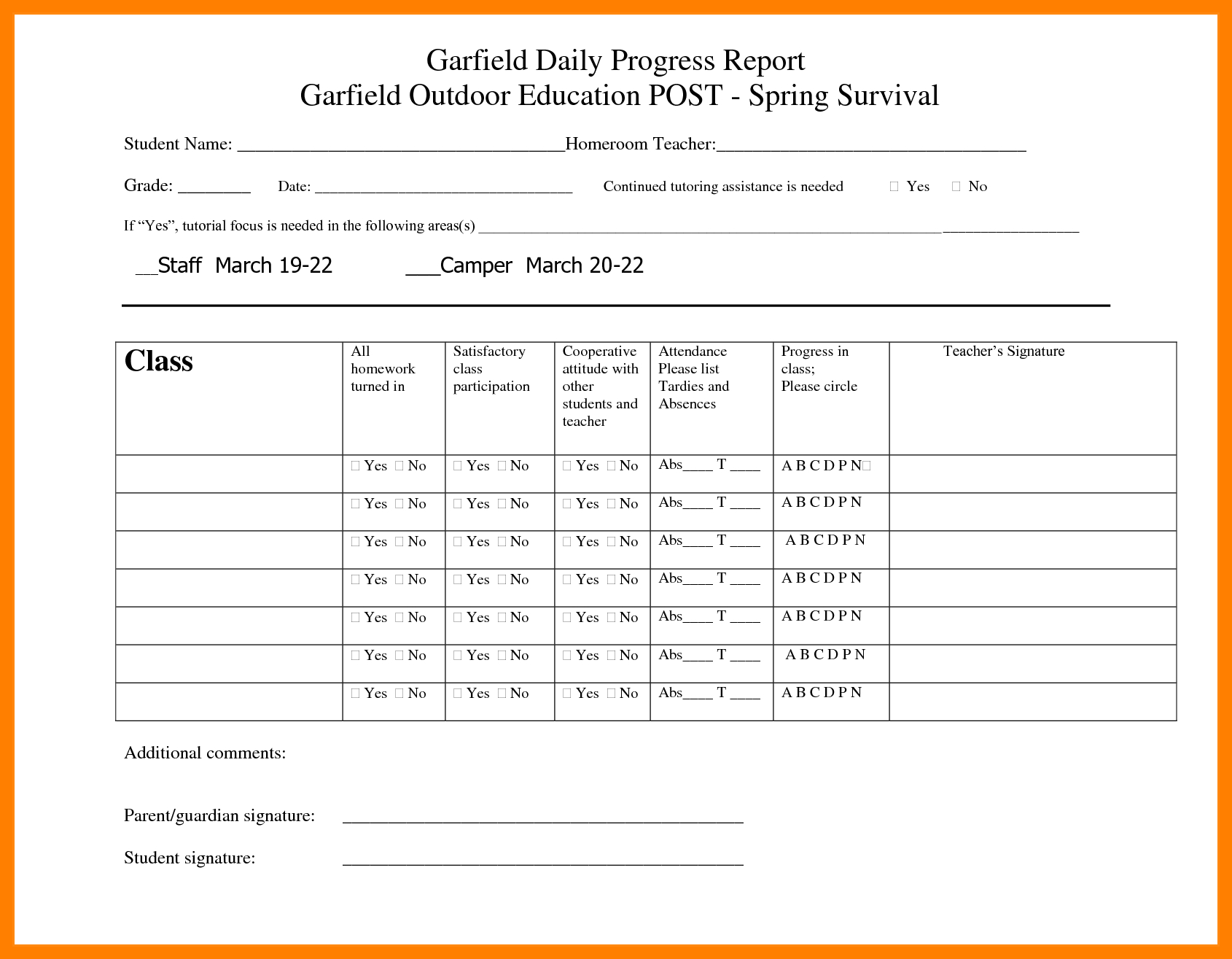 7+ Daily Progress Report Template For Students | Lobo Inside Student Progress Report Template