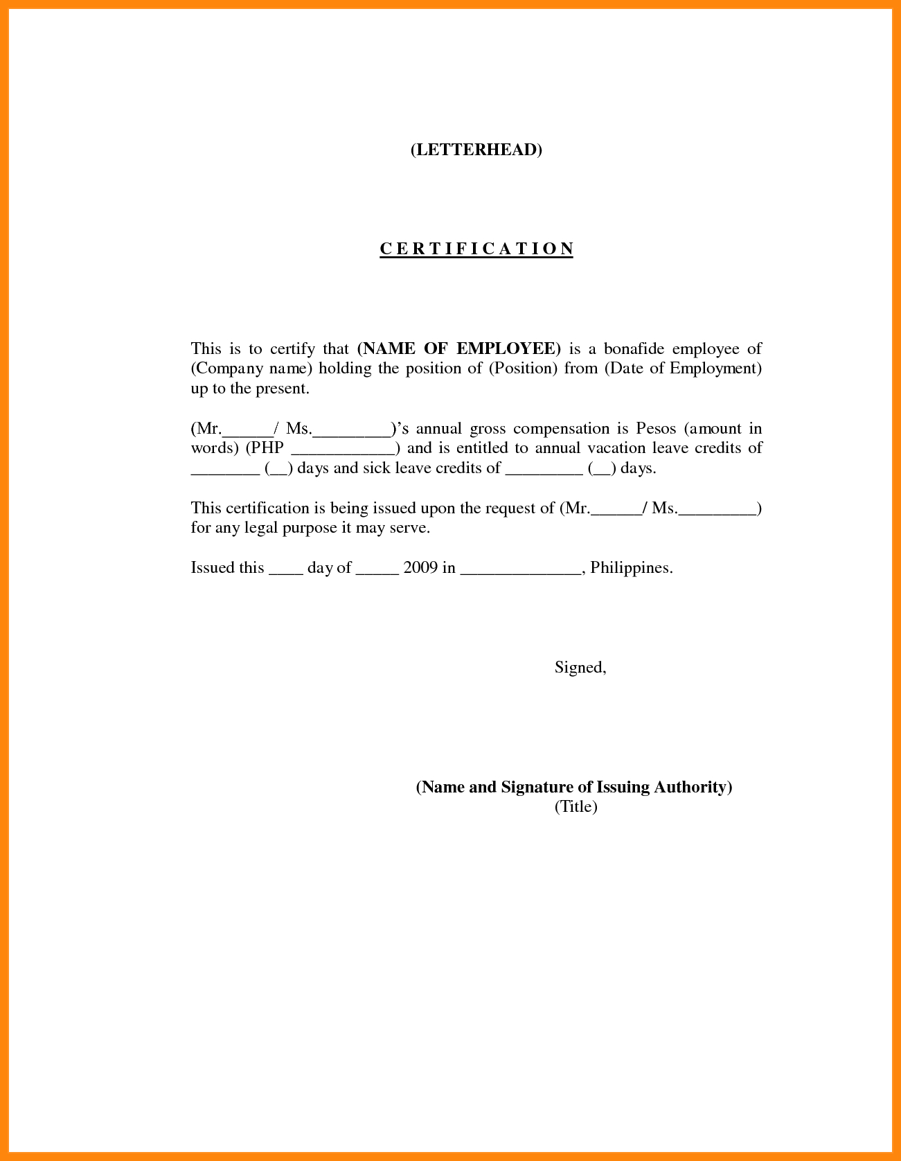 7+ Employment Certification Sample | Nurse Resumed | Yon Within Template Of Certificate Of Employment