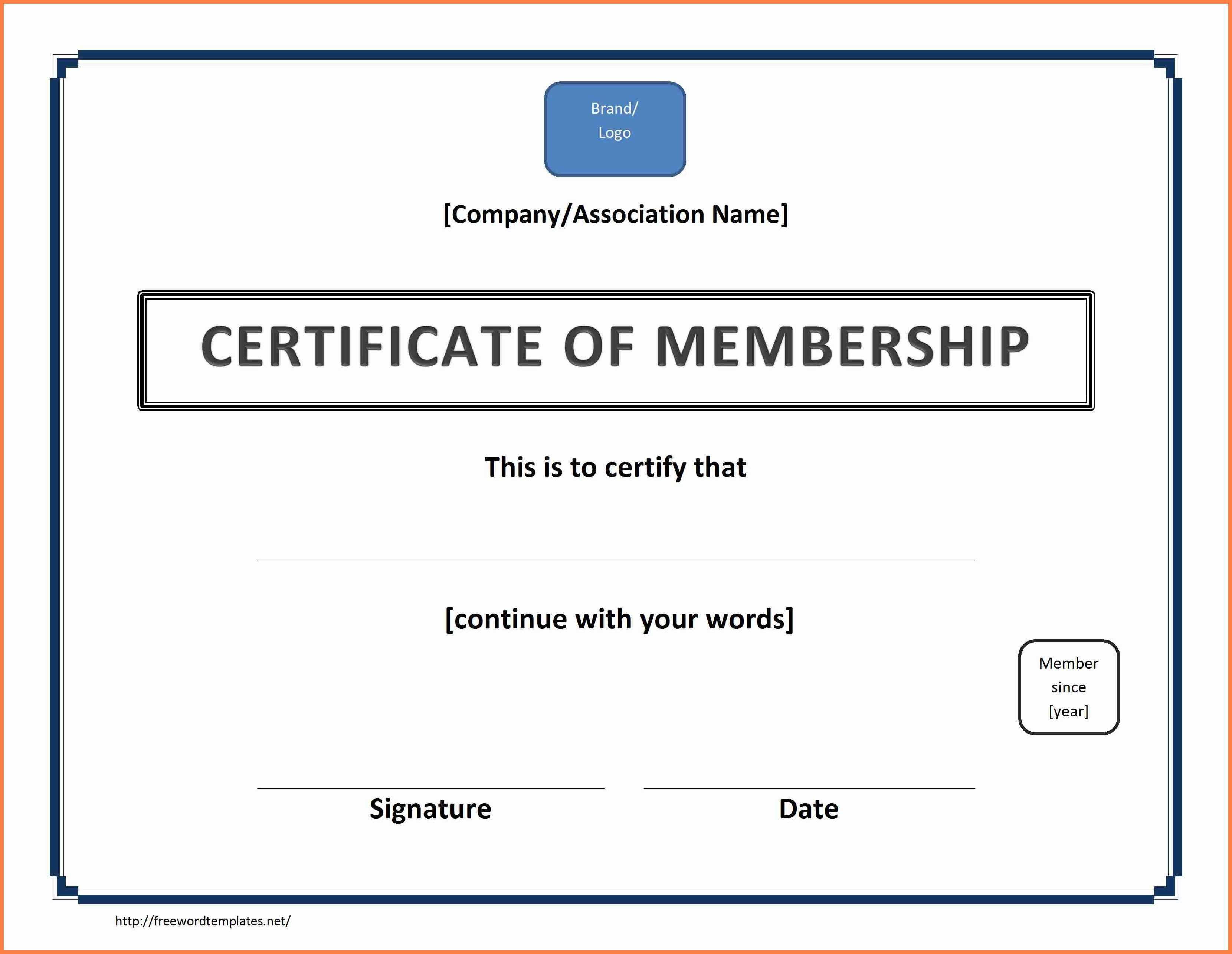 7+ Free Membership Certificate Template | Andrew Gunsberg Throughout Landscape Certificate Templates