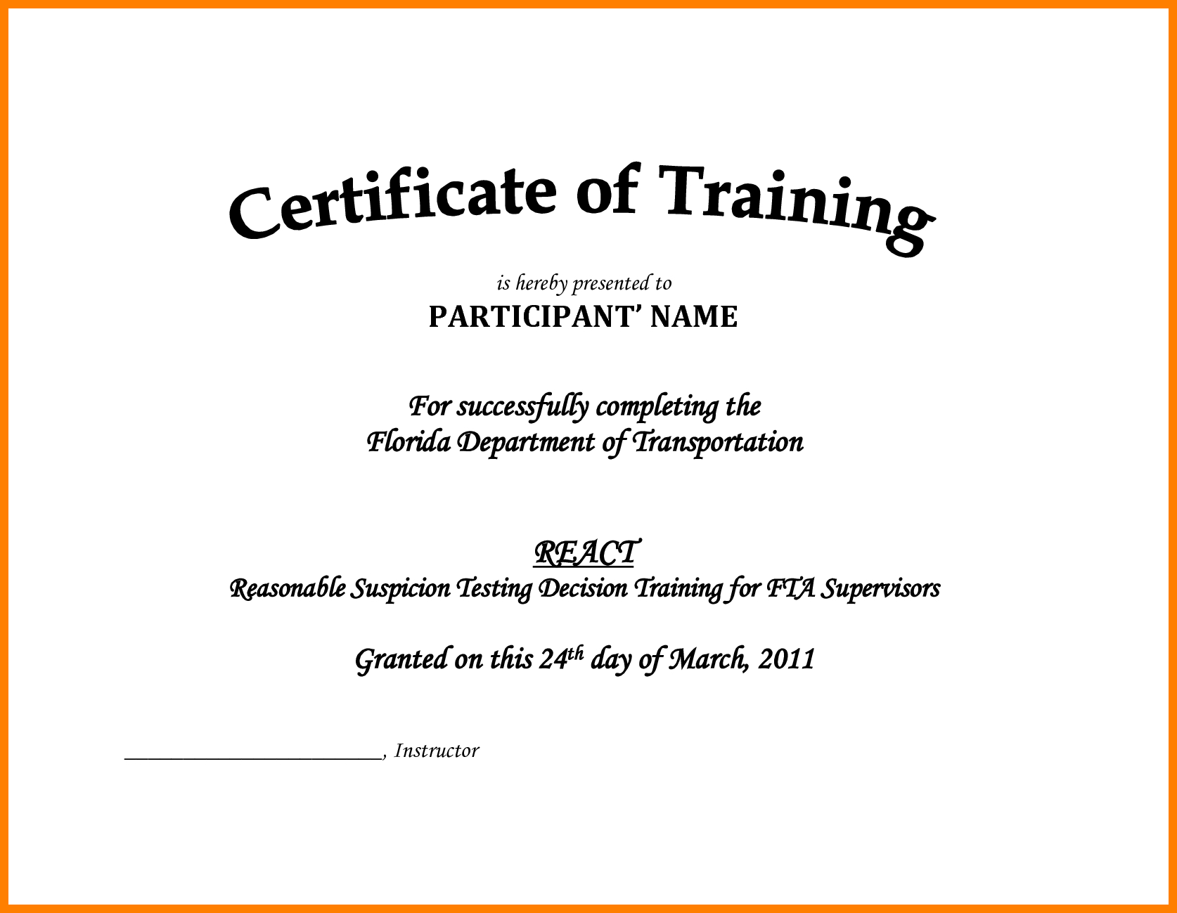 7+ Free Printable Training Certificates Templates | Reptile With Template For Training Certificate