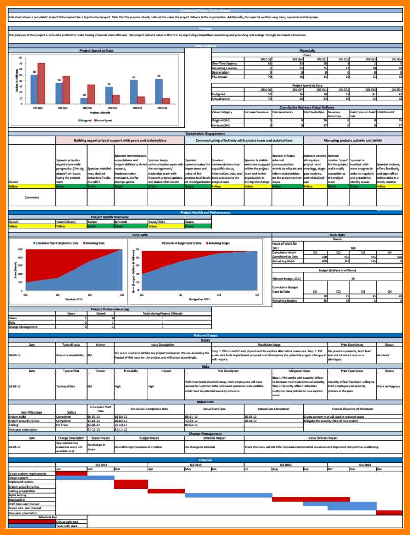 7+ Free Project Status Report Template Excel | Reptile Shop With Weekly Status Report Template Excel