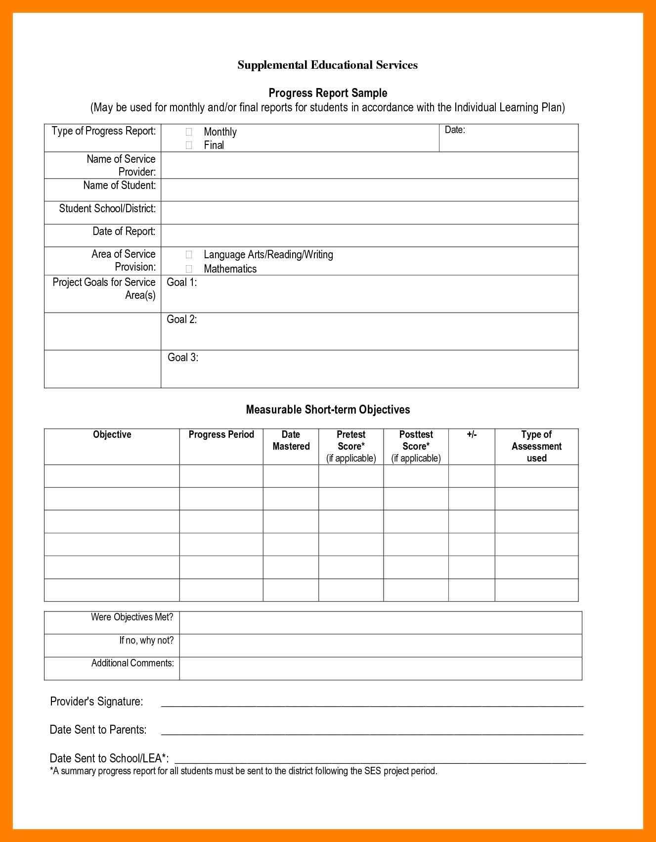 7+ Student Progress Report Sample | Phoenix Officeaz Within Monthly Progress Report Template