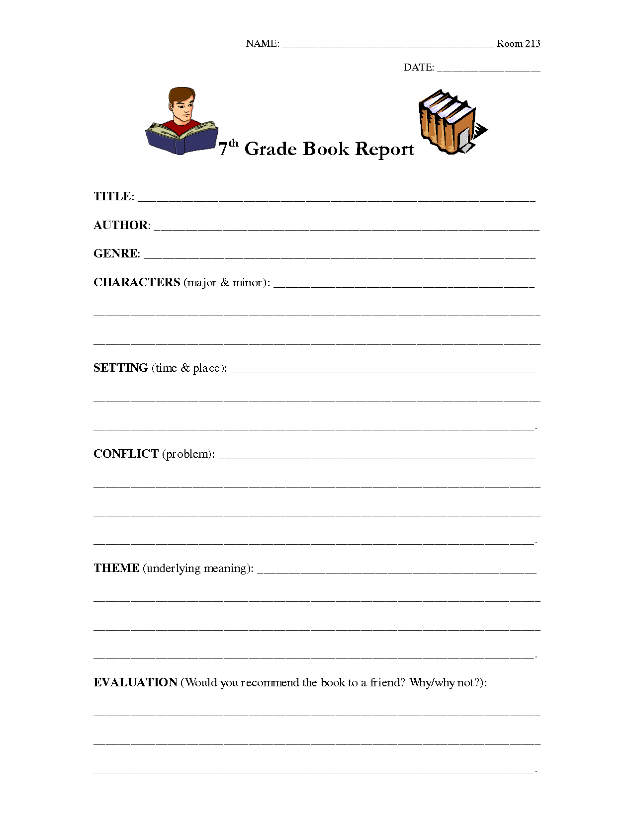 7Th Grade Book Report Outline | Education | Book Report With Student Grade Report Template