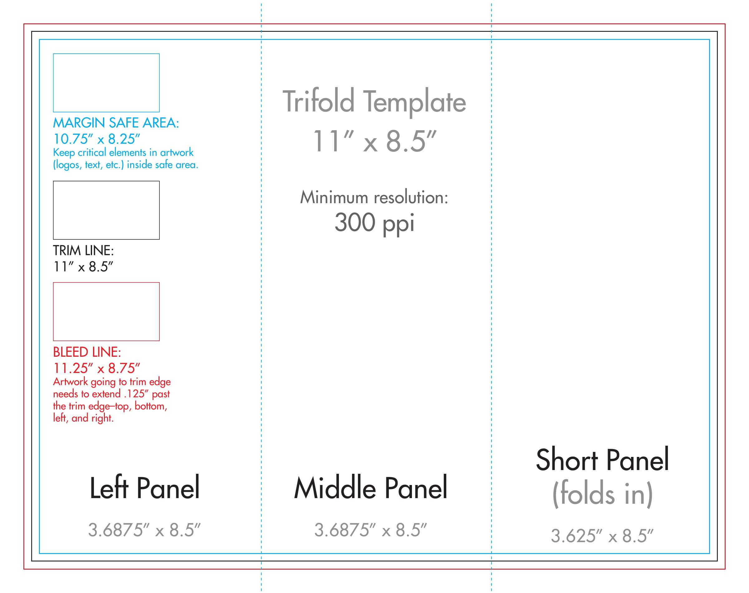 8.5" X 11" Tri Fold Brochure Template - U.s. Press Intended For 8.5 X11 Brochure Template