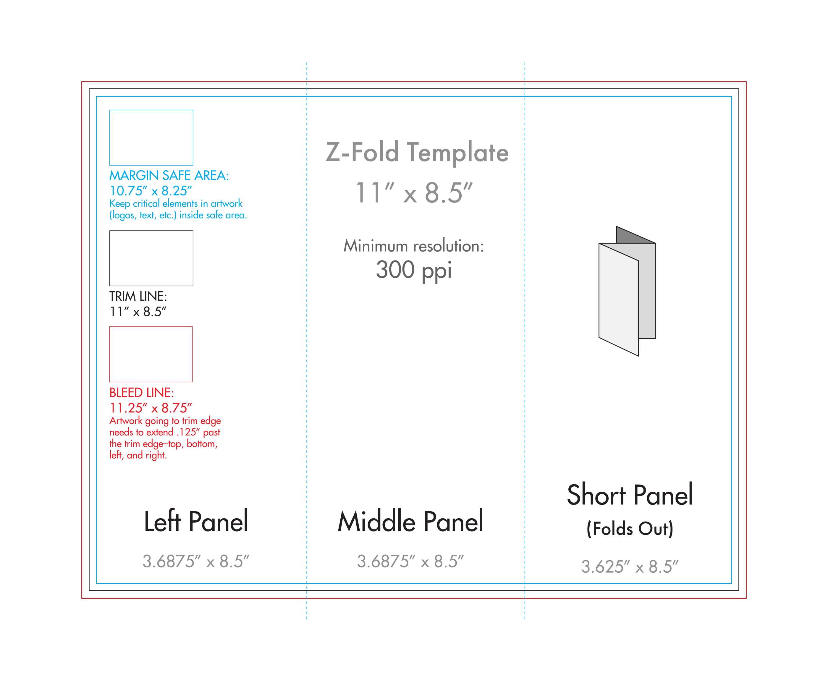 8.5" X 11" Z Fold Brochure Template – U.s. Press Intended For 8.5 X11 Brochure Template