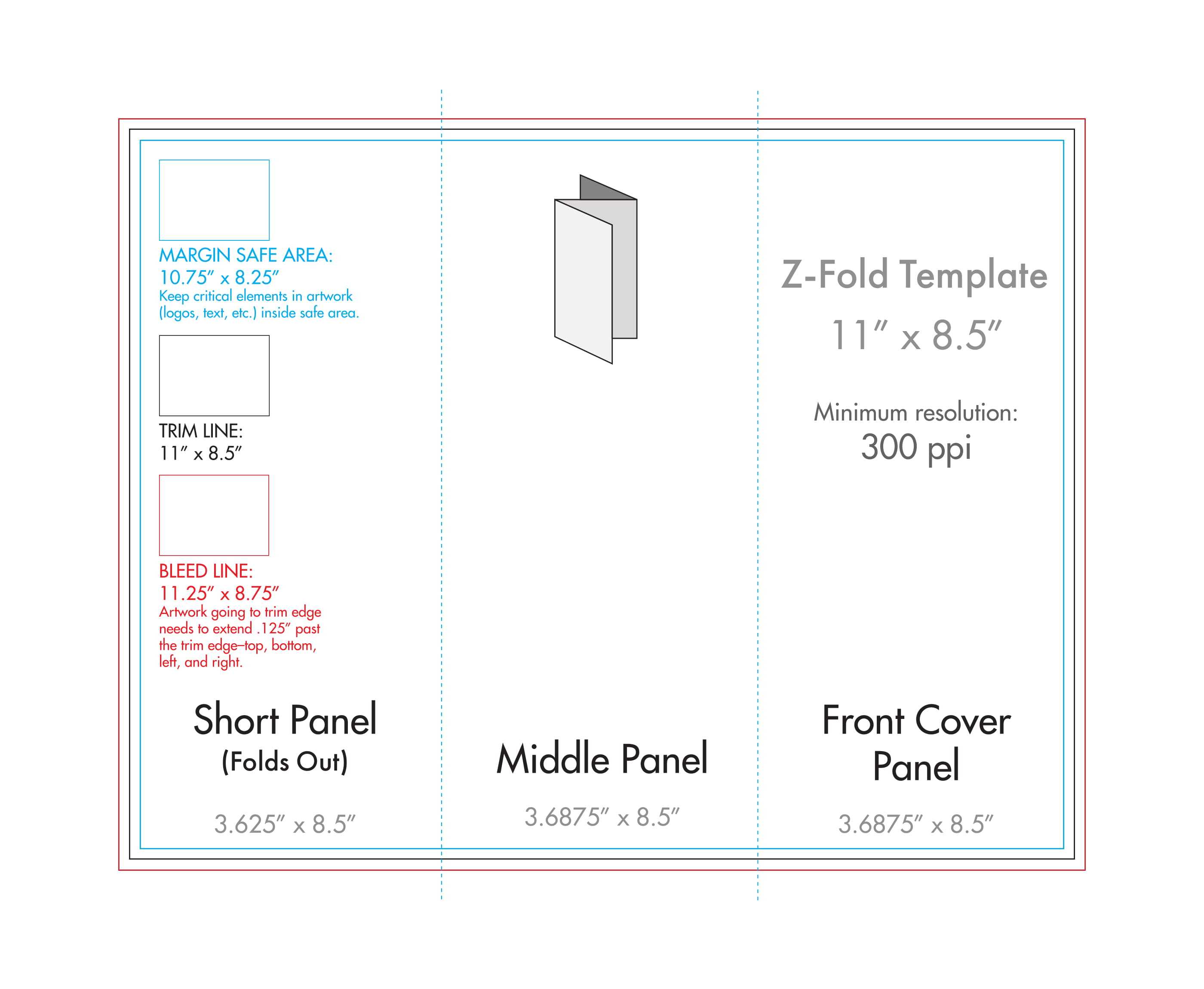 8.5" X 11" Z Fold Brochure Template – U.s. Press Intended For 8.5 X11 Brochure Template