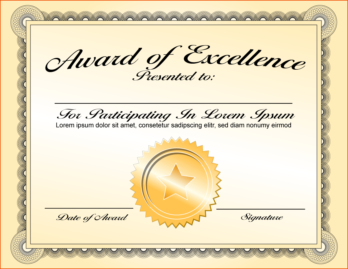 8+ Awards Certificate Template – Bookletemplate With Regard To Award Of Excellence Certificate Template