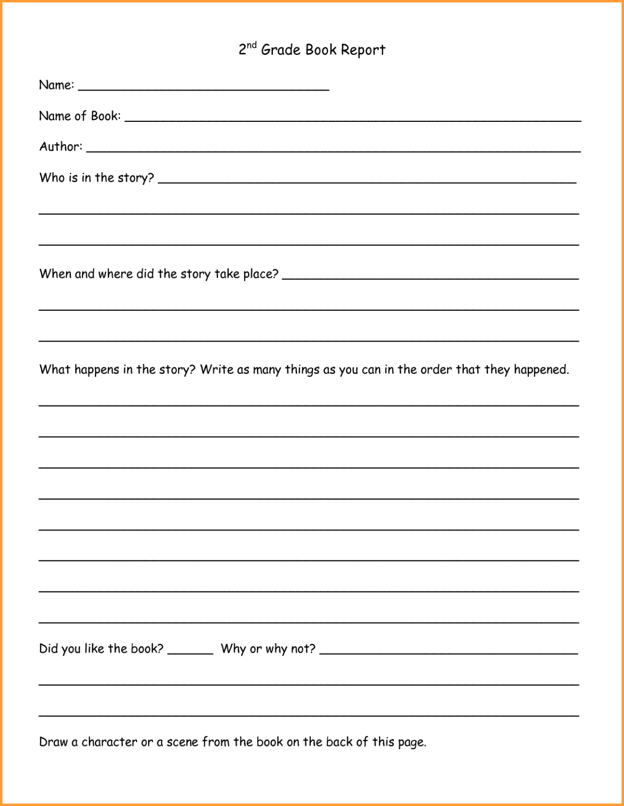 8+ Book Report Templates For 2Nd Grade | Types Of Letter In 4Th Grade Book Report Template