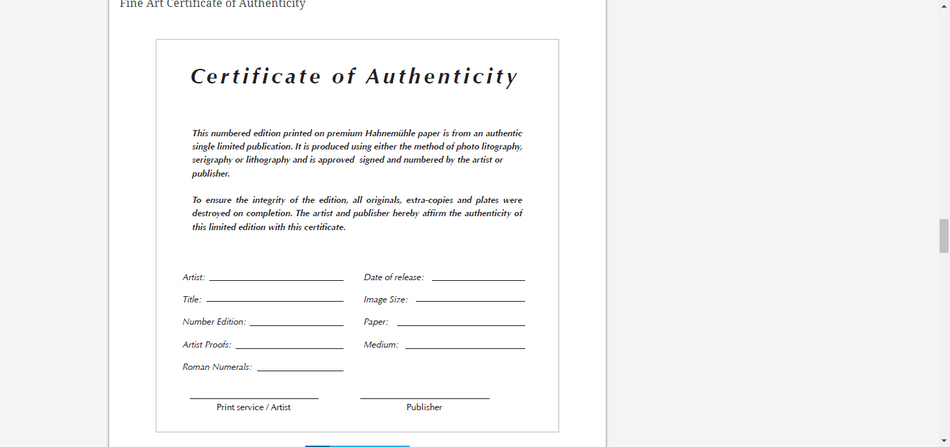 8 Certificate Of Authenticity Templates – Free Samples Inside Certificate Of Authenticity Photography Template