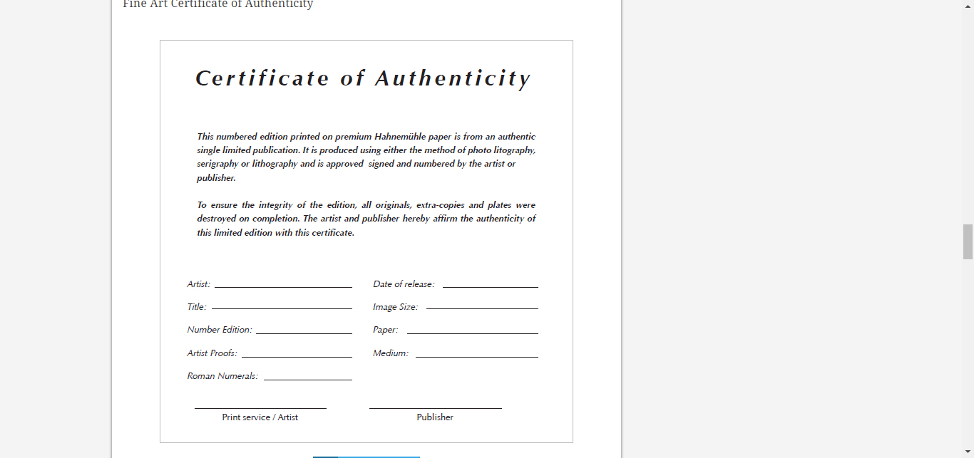 8 Certificate Of Authenticity Templates – Free Samples Pertaining To Photography Certificate Of Authenticity Template