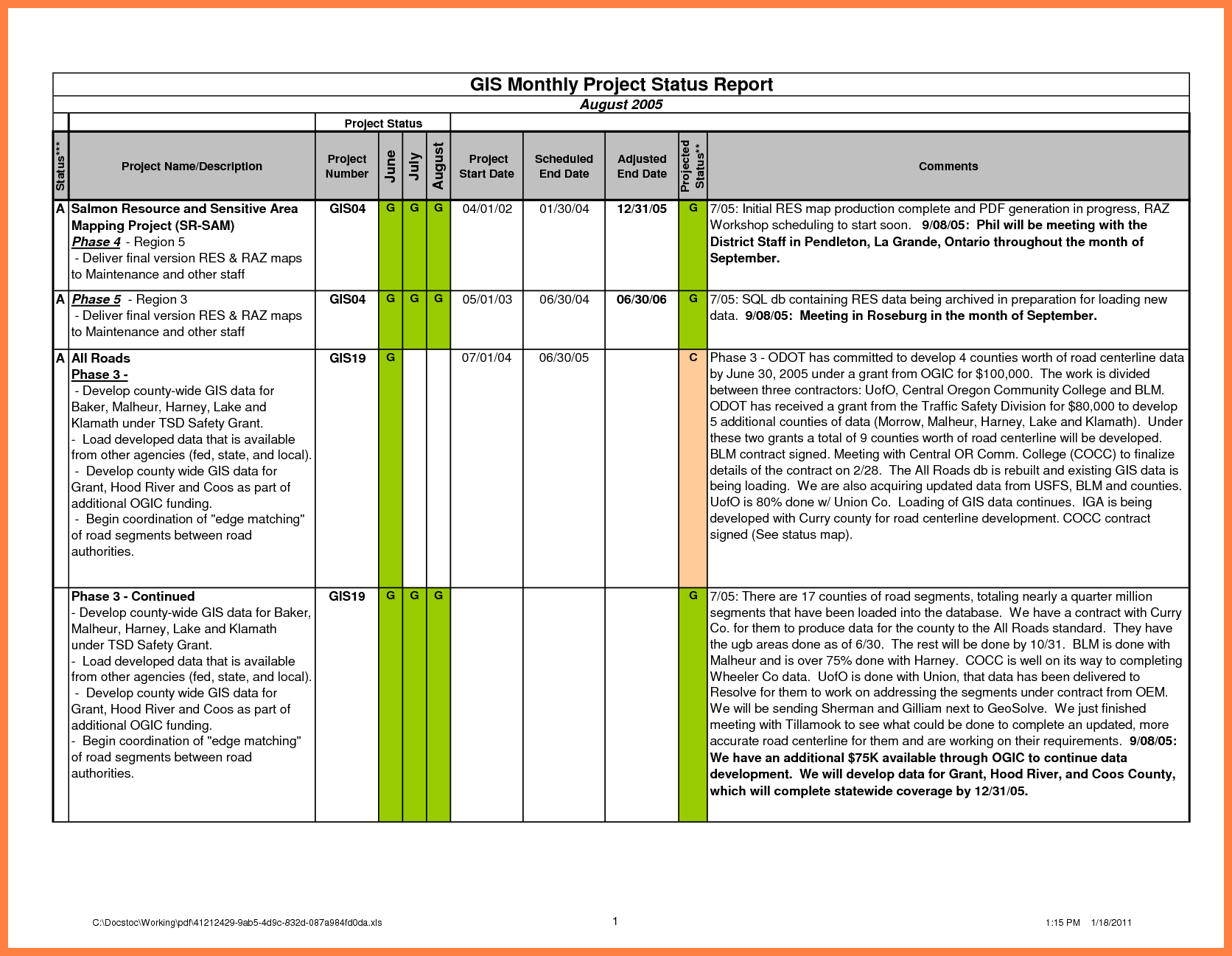 8+ Free Business Project Reports | Andrew Gunsberg Pertaining To Weekly Status Report Template Excel
