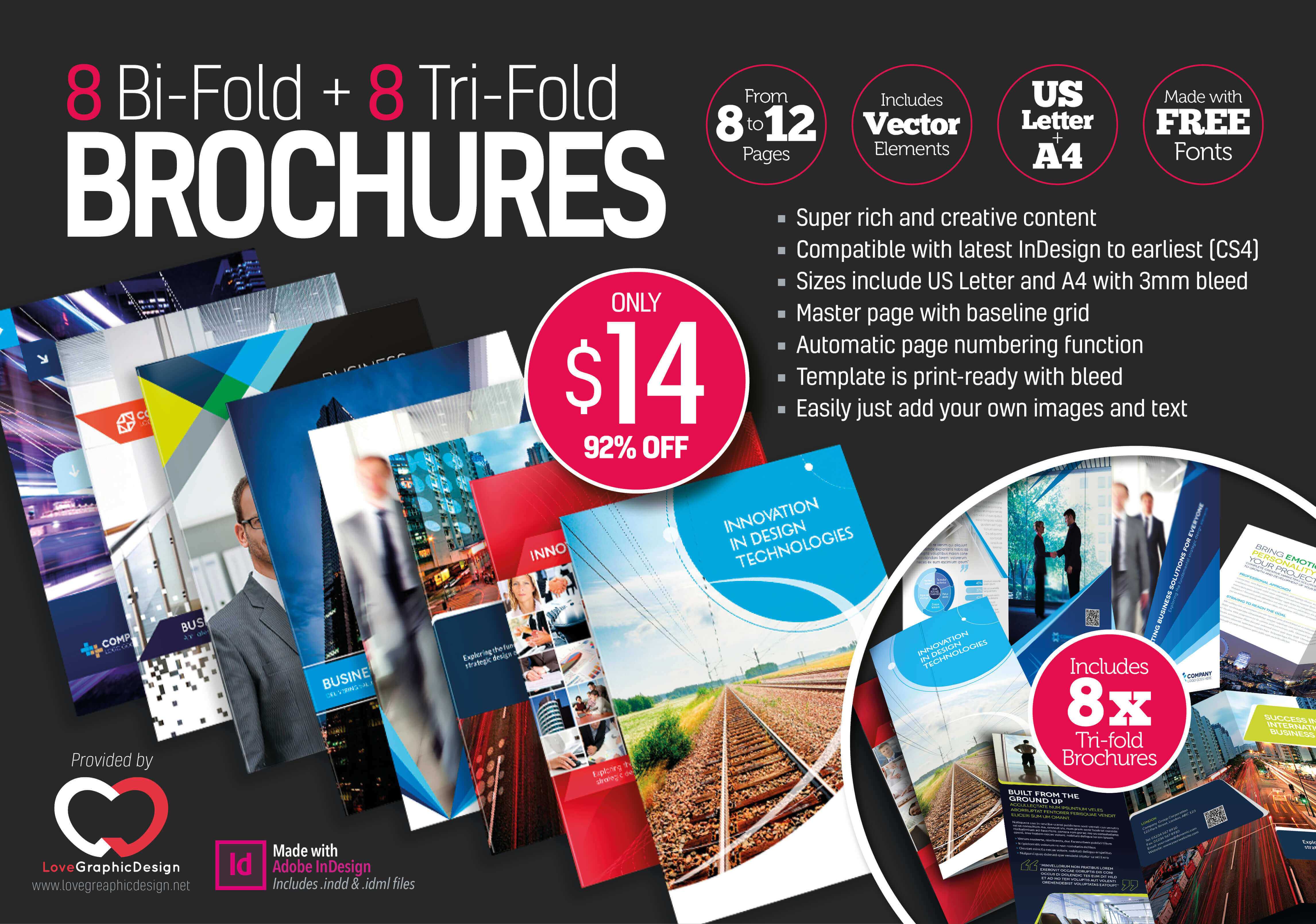 8 Print Ready Indesign Bi Fold & Tri Fold Brochure Templates In Adobe Indesign Tri Fold Brochure Template