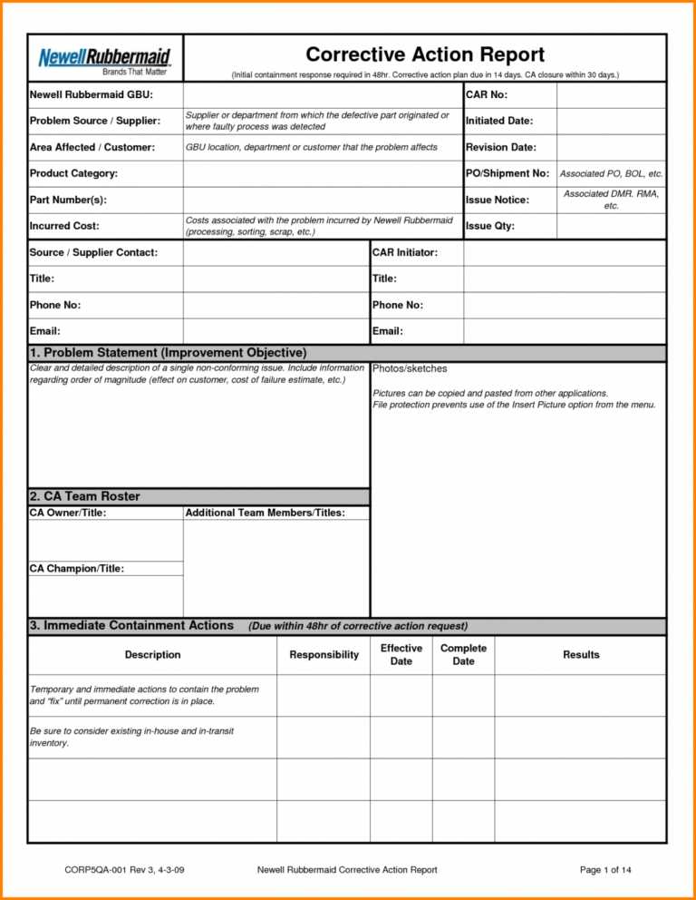 8D Report Template