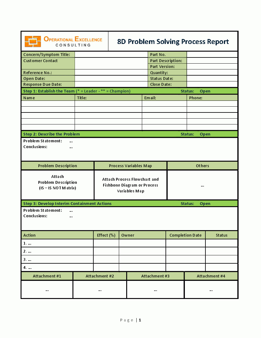 8D Problem Solving Process Report Template (Word) - Flevypro With 8D Report Template