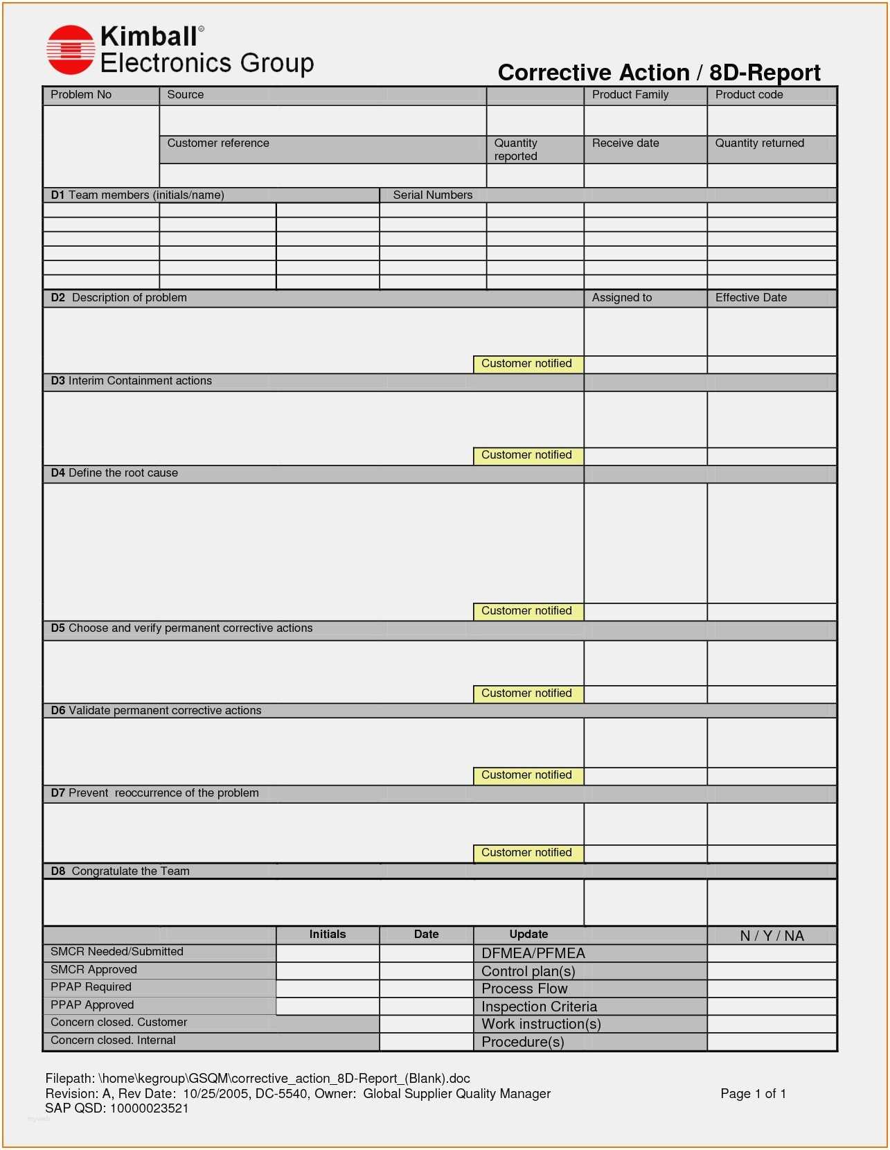 8D Report Template Excel What Makes 14D Report Template Intended For 8D Report Format Template