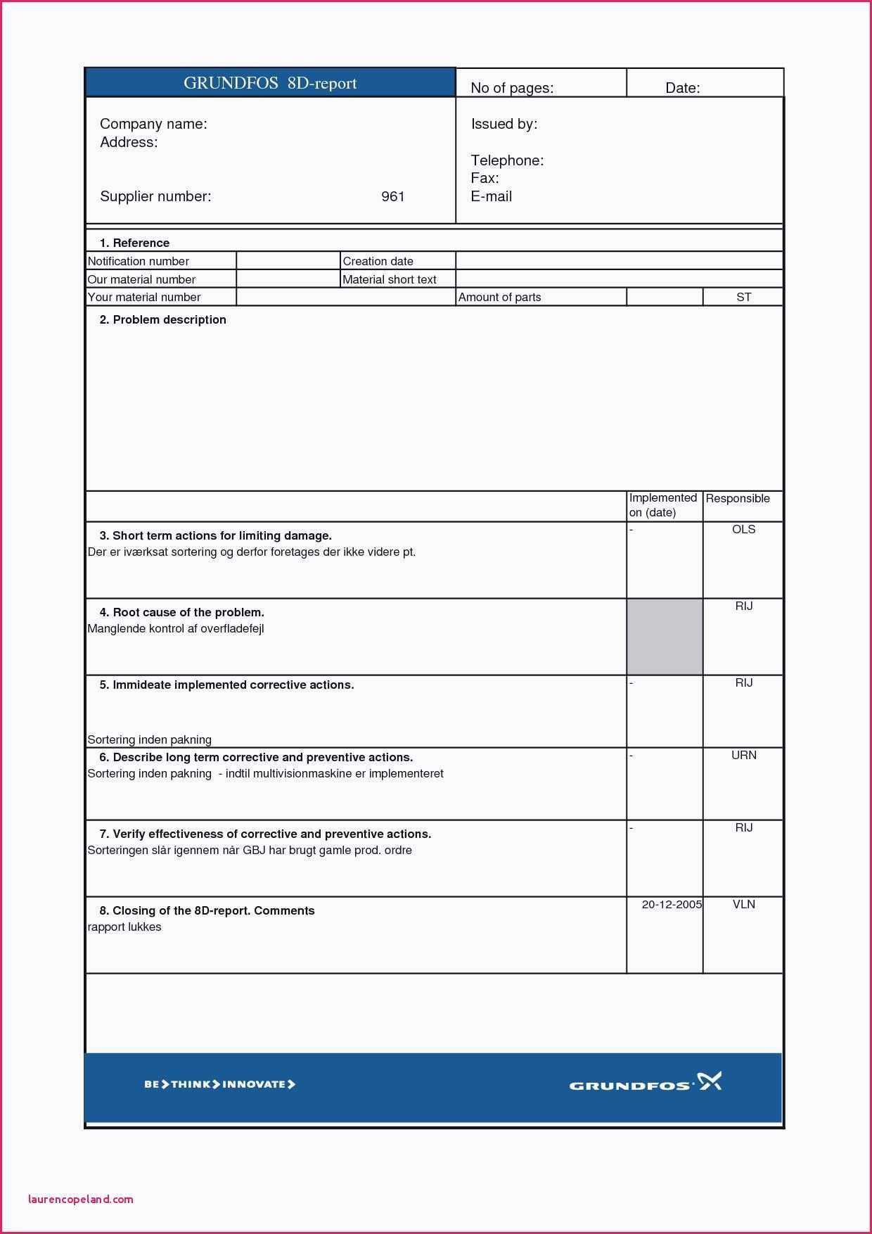 8D Report Template | Glendale Community Throughout 8D Report Template Xls