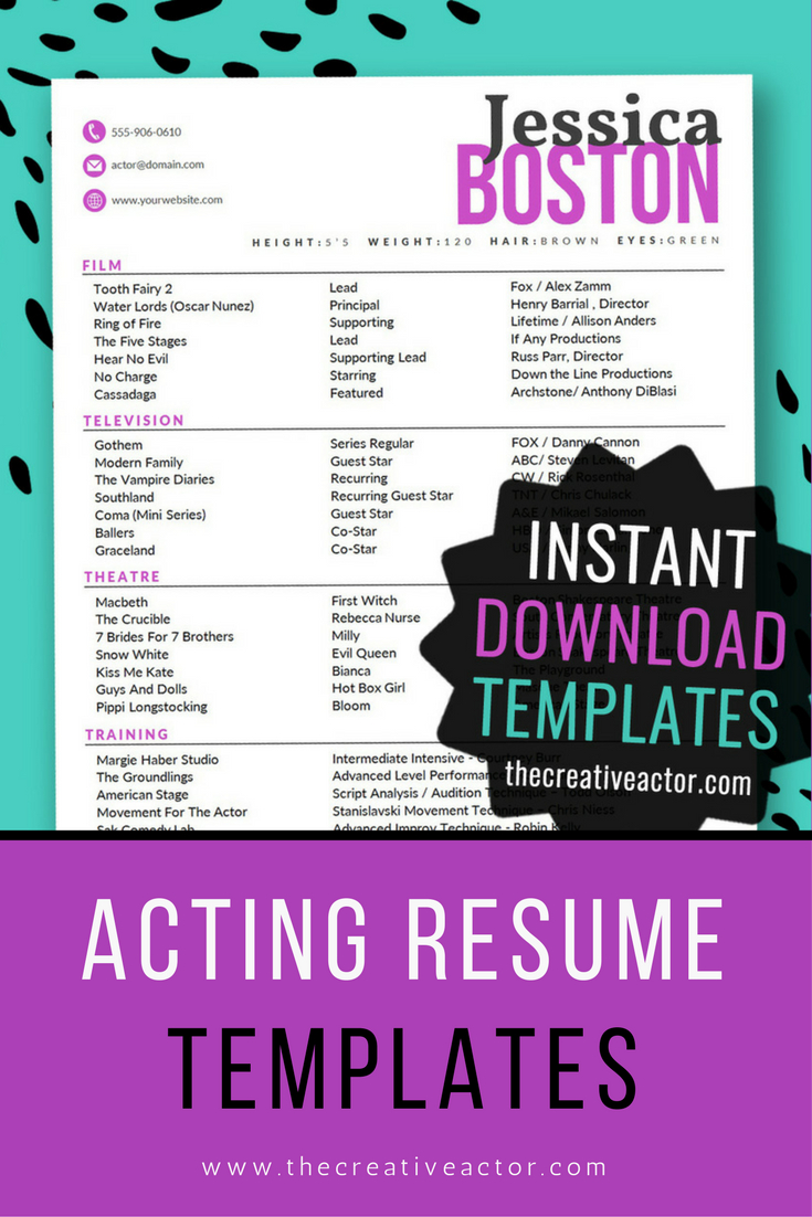 8X10 Actor Resume Templates – Instant Download Acting Resume Throughout Theatrical Resume Template Word