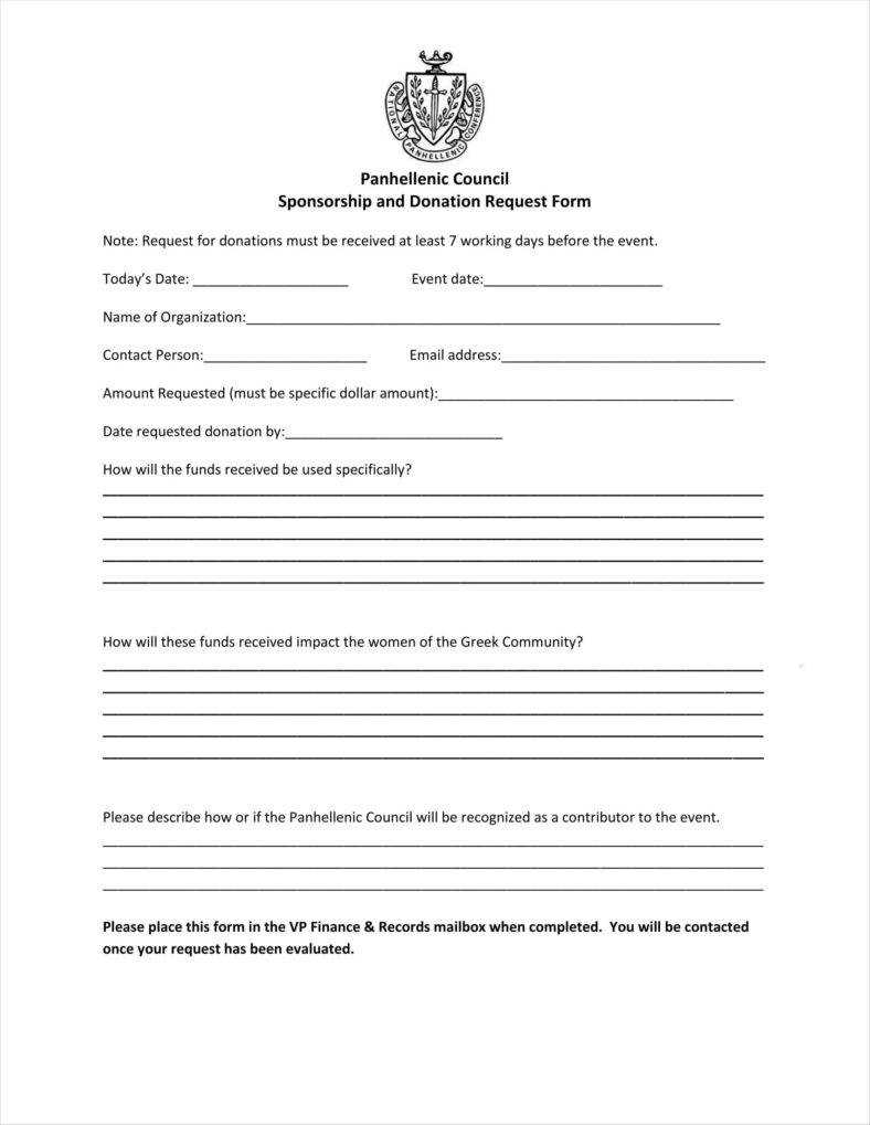 9+ Donation Application Form Templates Free Pdf Format Pertaining To Blank Sponsorship Form Template