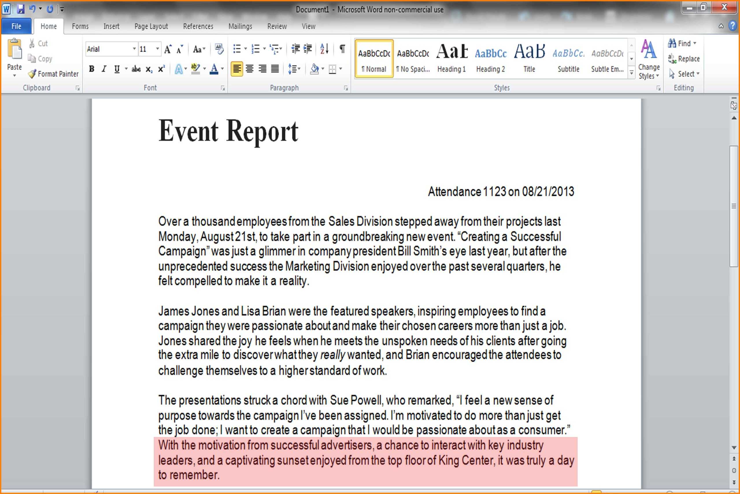 9+ Event Report Template Word | Business Opportunity Program With Report Template Word 2013