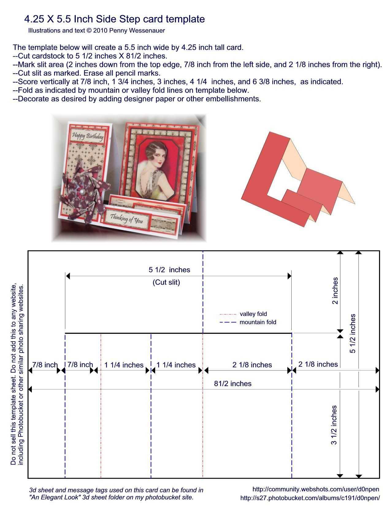 A2 (4.25 X 5.5) Side Step Card Template | Patterns For Card With Regard To A2 Card Template