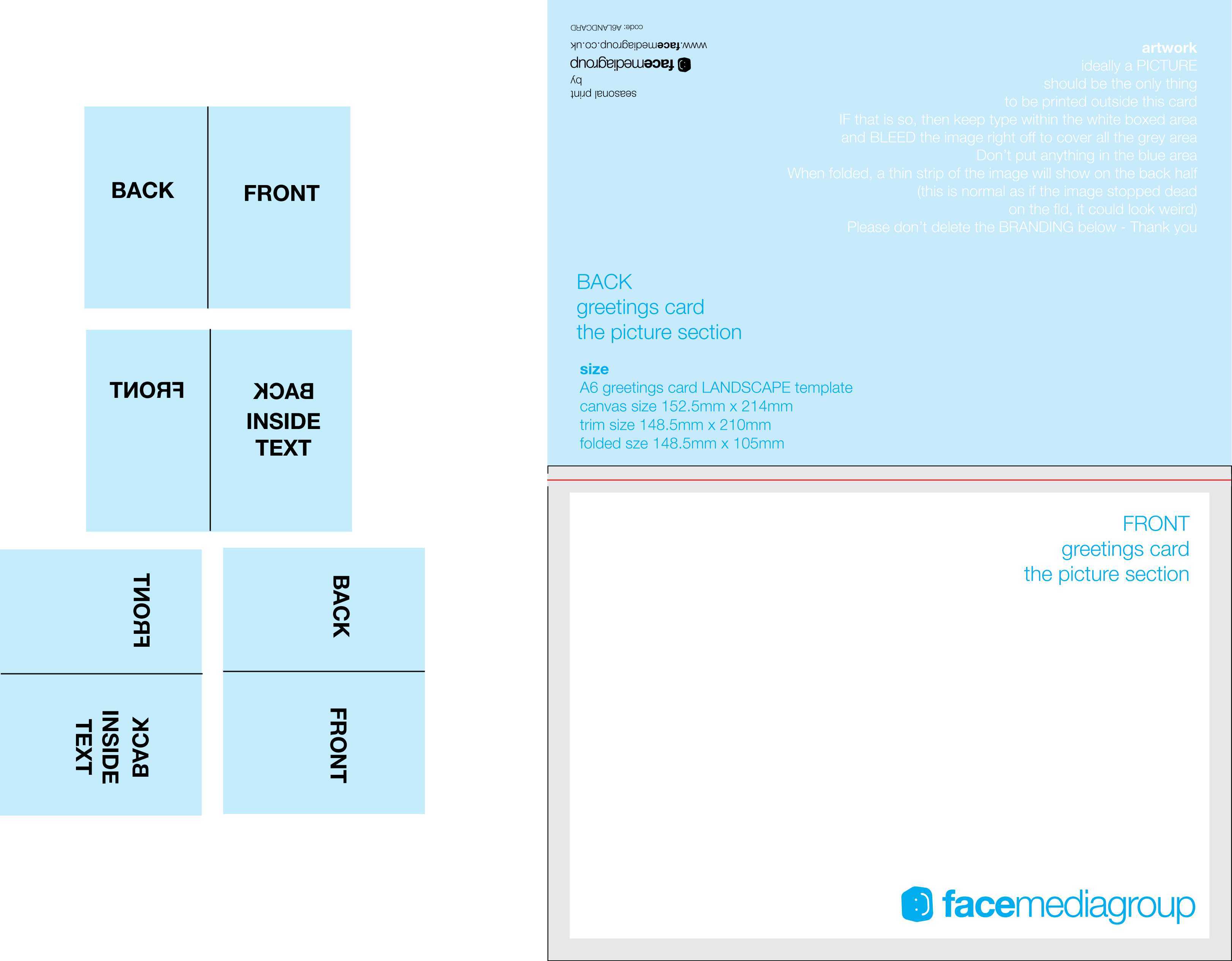 A6 Landscape Greetings Card Template – Tent Fold – Outside In Indesign Birthday Card Template