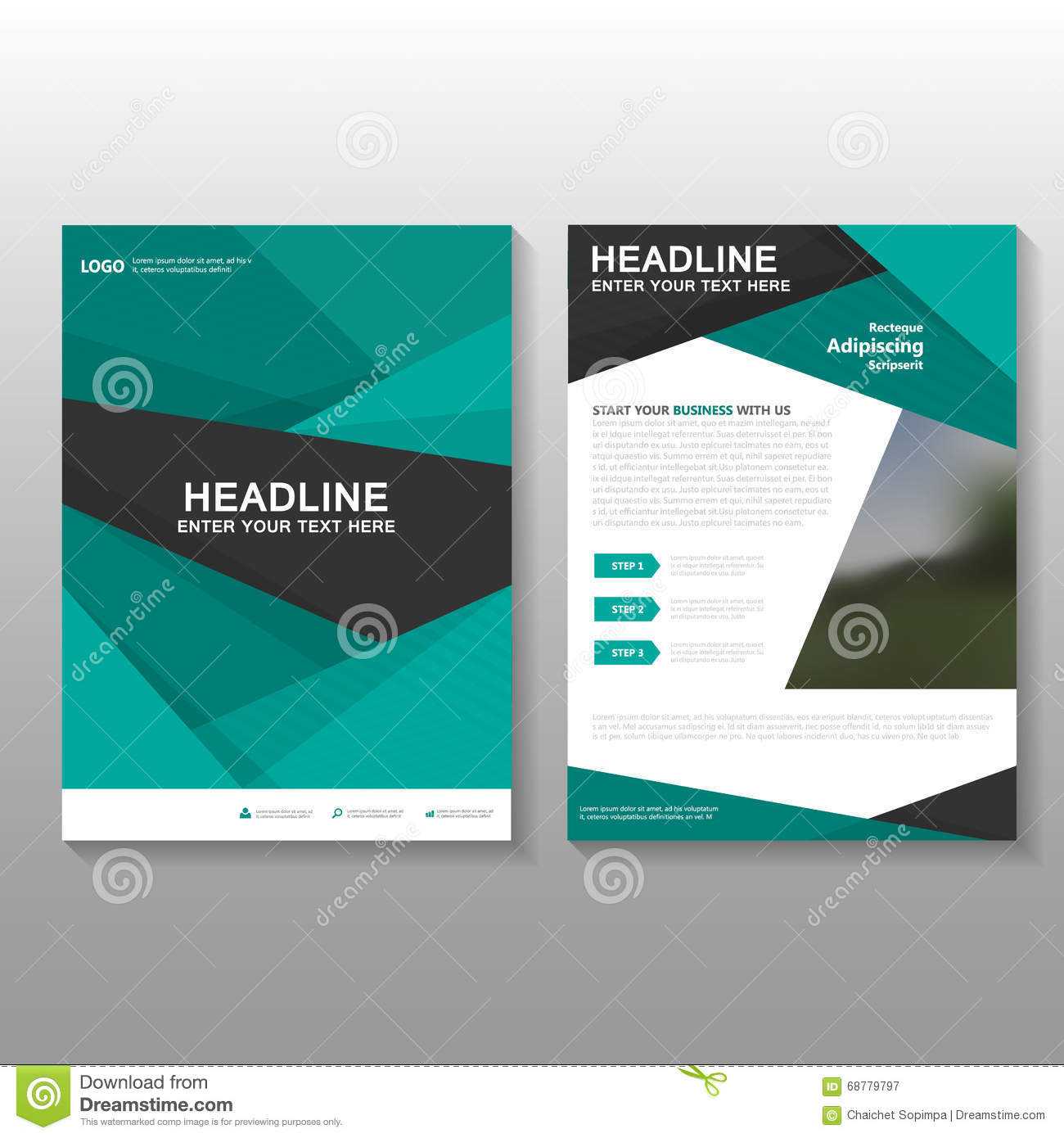 Abstract Green Vector Leaflet Brochure Flyer Business In Free Business Proposal Template Ms Word