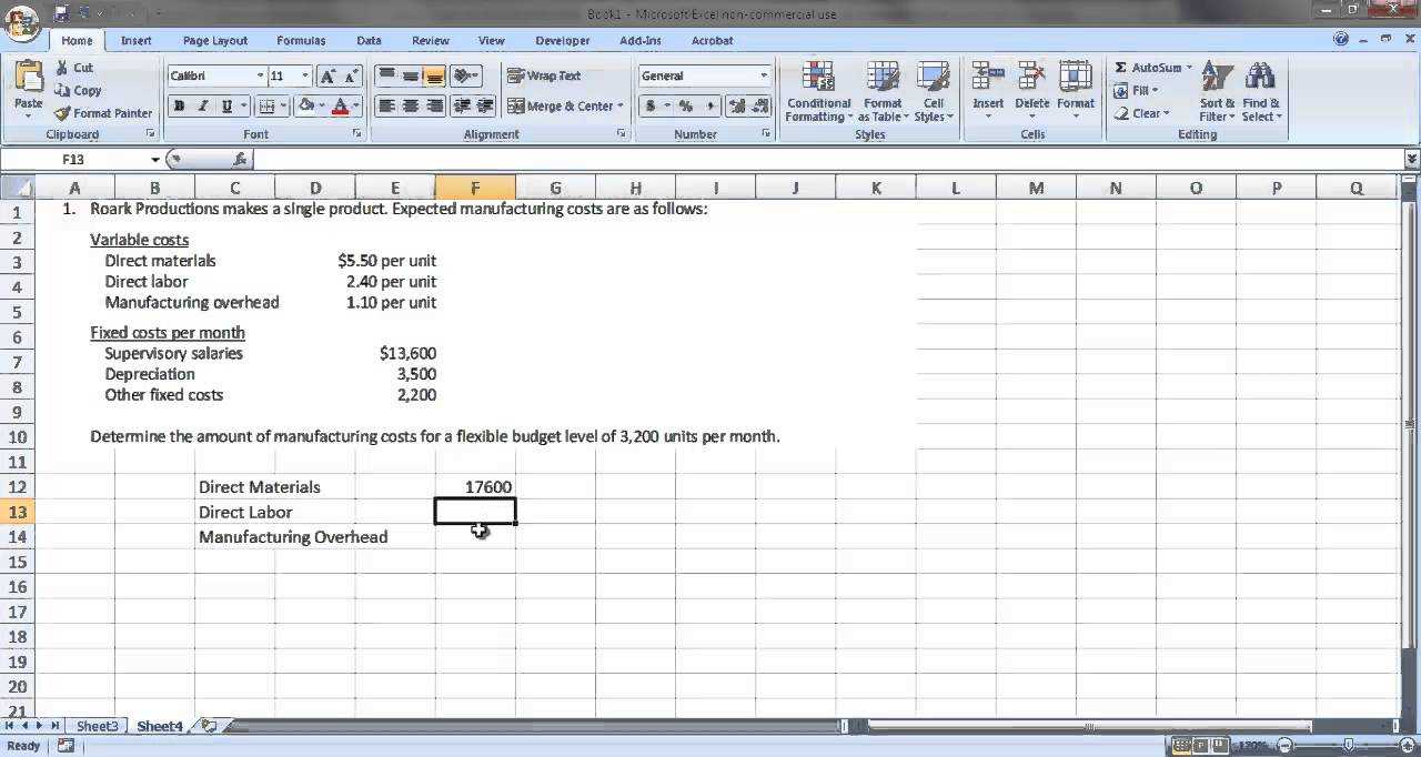 Acc 121 – Preparing A Flexible Budget For Flexible Budget Performance Report Template