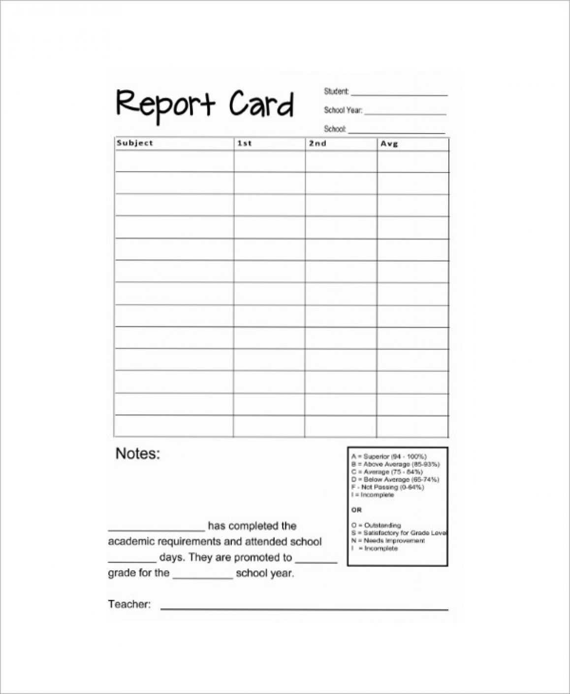 Acceptance Card Template Necessary 10 Sample Report Cards With Regard To Acceptance Card Template