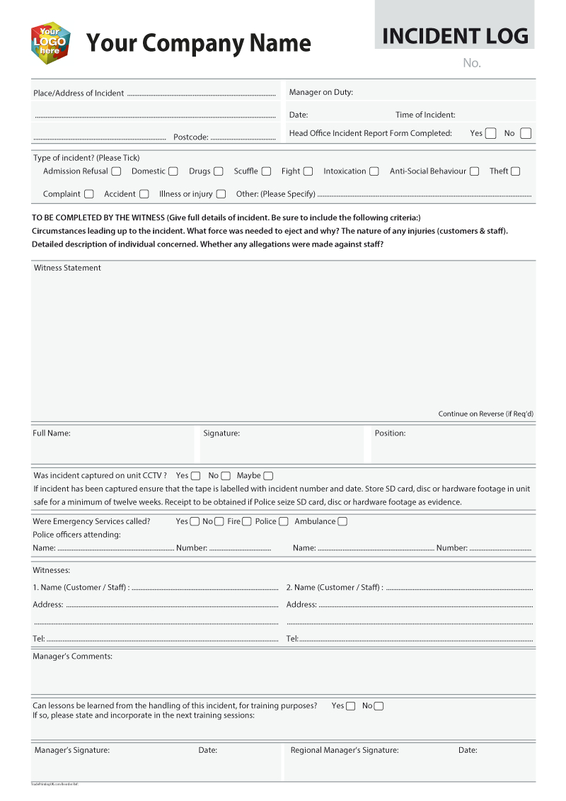 Accident, Injury, Incident Report Log Templates For Intended For Incident Report Log Template