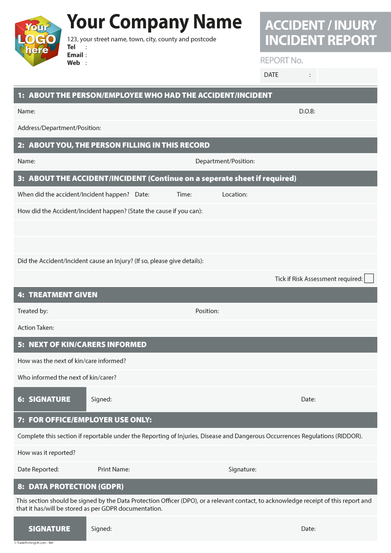 Accident, Injury, Incident Report Log Templates For Throughout Incident Report Book Template