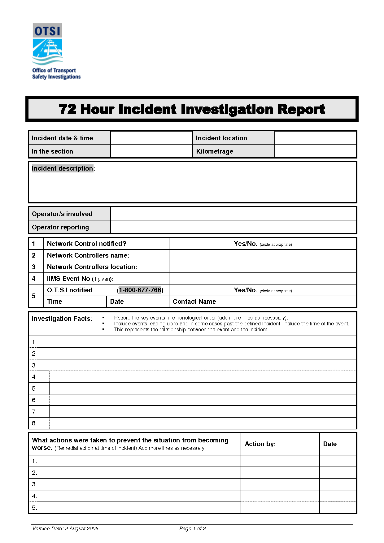 Accident N Form Report Format Osha Template Investigation Pertaining To Ohs Incident Report Template Free