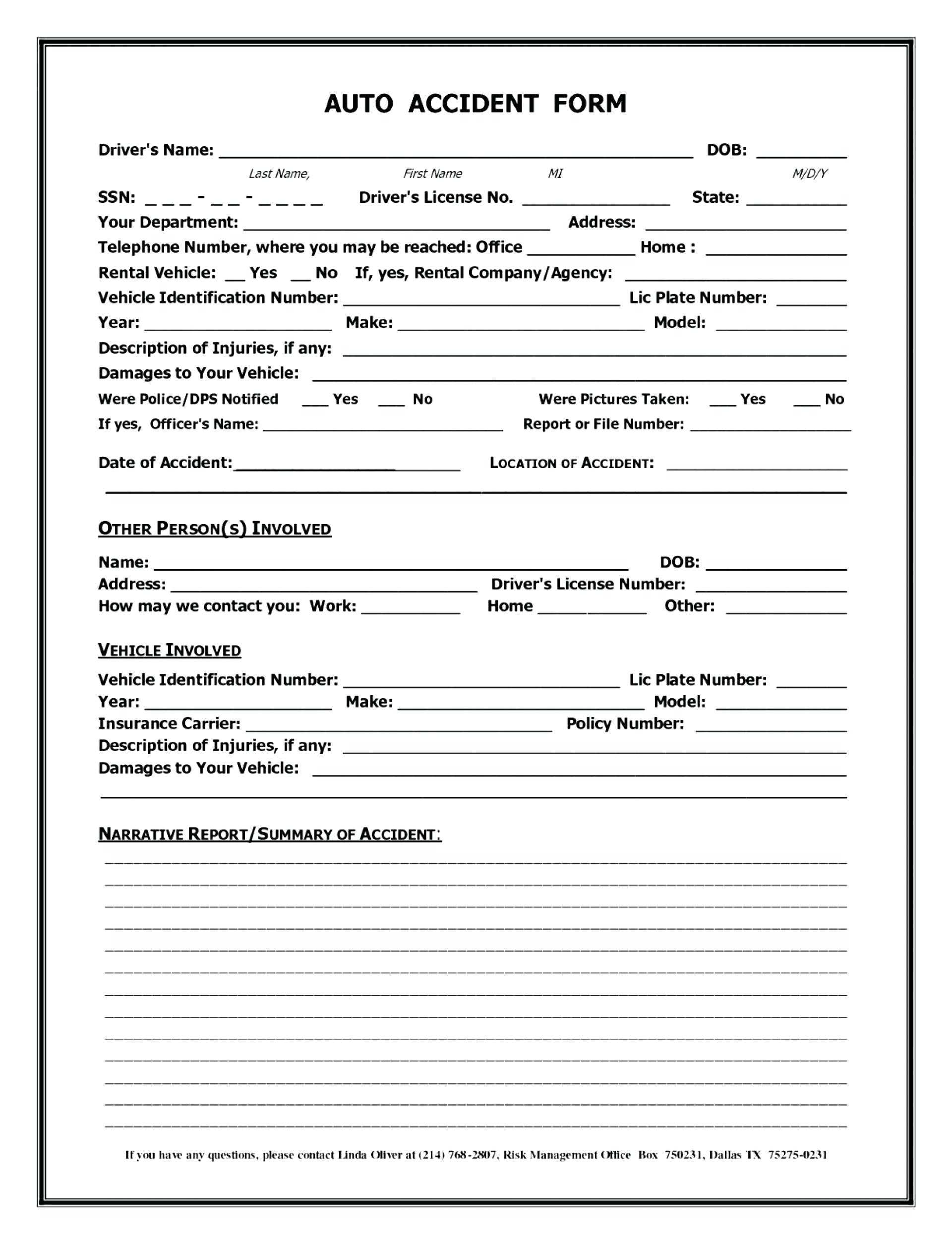 Accident Record Book Template – Tophatsheet.co For Vehicle Accident Report Form Template