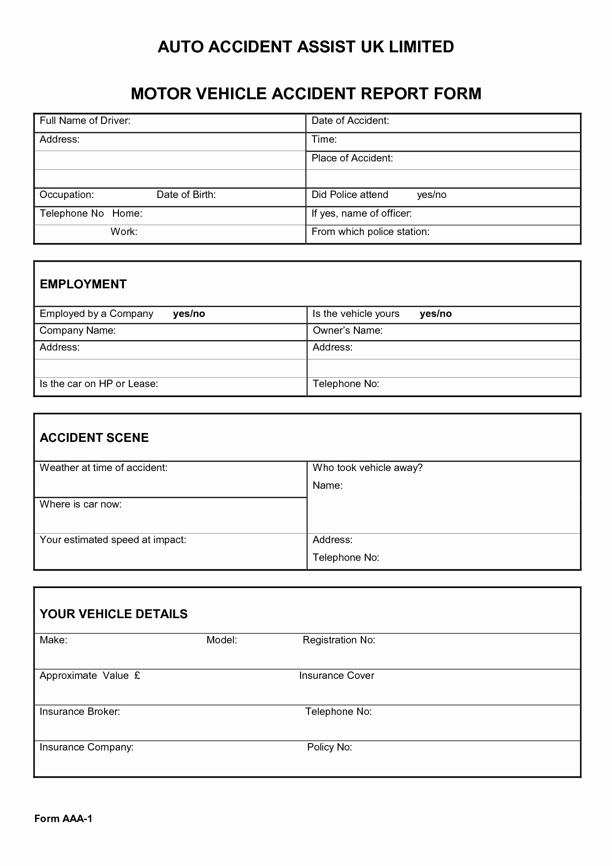 Accident Report Template Format In Excel Incident Form Nz Within Vehicle Accident Report Template