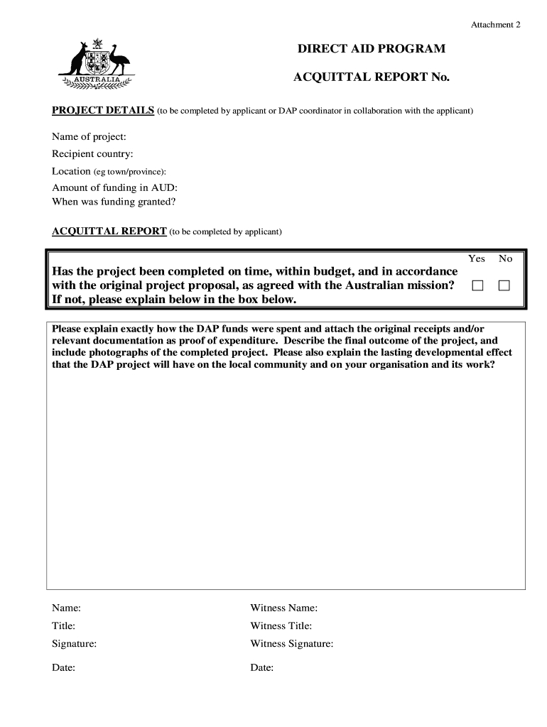 Acquittal Form – Fill Online, Printable, Fillable, Blank Pertaining To Acquittal Report Template